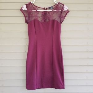 American Eagle Maroon Lace Bodycon Dress Size XS